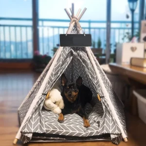 Tipi en toile naturelle pour chien chat Poka