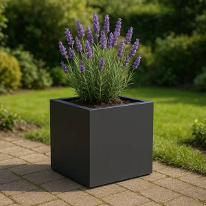 GARDRA Jardinière en polyester 40 x 40 x 40 cm - Gris noir (RAL 7021)