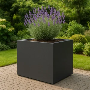 Jardinière en polyester GARDRA 100x75x80 cm - Noir-gris (RAL 7021)
