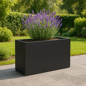 Jardinière en polyester GARDRA 110x30x67 cm - Noir de jais (RAL 9005)
