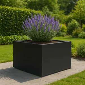 Jardinière en polyester GARDRA 120x120x60 cm - Noir de jais (RAL 9005)