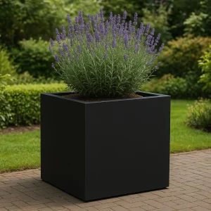 Jardinière en polyester GARDRA 100x100x100 cm - Noir de jais (RAL 9005)