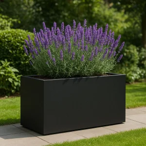 Jardinière en polyester GARDRA 100x50x50 cm - Noir de jais (RAL 9005)