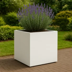 Jardinière en polyester GARDRA 100x100x100 cm - Blanc pur (RAL 9010)