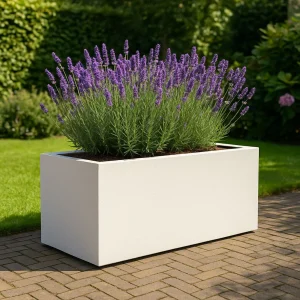 Jardinière en polyester GARDRA 100x50x50 cm - Blanc pur (RAL 9010)