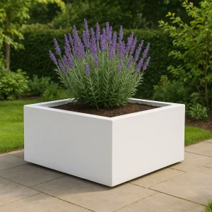 Jardinière en polyester GARDRA 100x100x40 cm - Blanc pur (RAL 9010)
