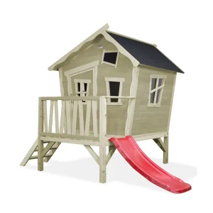 EXIT Maisonnette en bois Crooky 300 - gris beige
