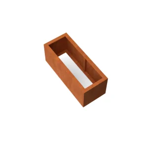 Jardinière allongée en acier Corten sans fond 100 x 40 x 40 cm