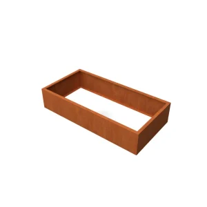 Jardinière allongée en acier Corten sans fond 200 x 100 x 40 cm