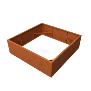 Bac à plantes carré en acier Corten sans fond 200 x 200 x 60 cm