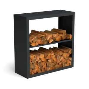 Abri à bois en acier avec 2 compartiments 100 x 38,5 x 100 cm