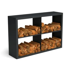 Bûcher en acier à 4 compartiments 150 x 38,5 x 100 cm