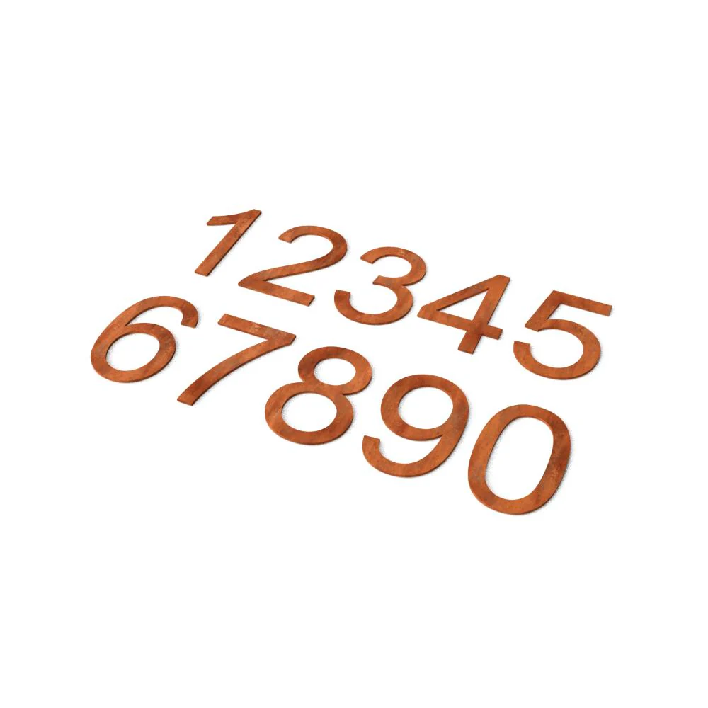Numéro de maison 9 en acier corten (police : Arial) – Image 3
