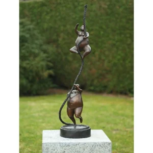 Sculpture en bronze 2 grosses dames sur cordon 80x19x19cm (HxLxL)