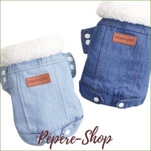 Veste en Jean IDEPET pour chien - modèle de luxe doublée de polaire